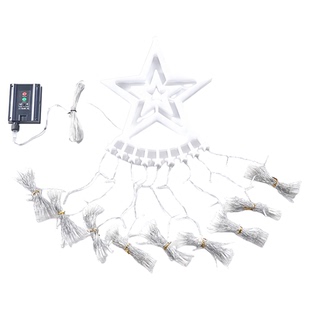 新款太阳能五角星瀑布灯圣诞节庭院户外装饰灯流水小彩灯灯串挂树