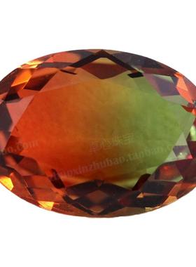 椭圆形蛋形合成天然底西瓜碧玺裸石 彩色宝石戒托主石DIY补钻BX12