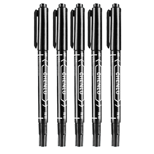 双头黑色油性记号笔勾线笔小学生美术专用勾线笔画画防水防油不掉色蓝色红色黑色油性描线笔美术专用勾线笔