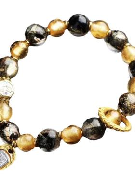 金箔琉璃扎基拉姆吞金兽平安扣祥云如意复古新中式饰品男女手串