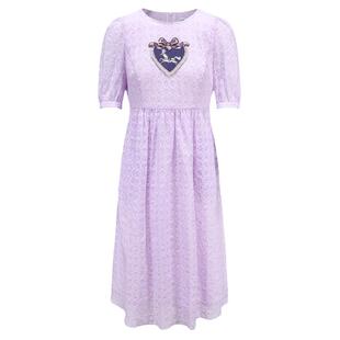 tanni明星同款夏新款温柔百搭紫色X形长款连衣裙TM11DR041B