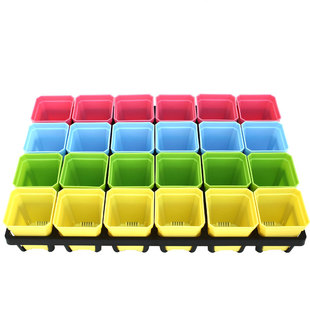 多肉花盆塑料黑白色托架收纳大小彩方黑白方八角盆架黑方接水盘