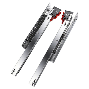 隐藏式抽屉滑轨托底式静音三节轨道阻尼缓冲滑道底装按压反弹导轨