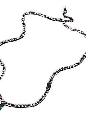 小众设计高级感绿色锆石拼接锁骨链男女简约精致轻奢百搭古巴链条