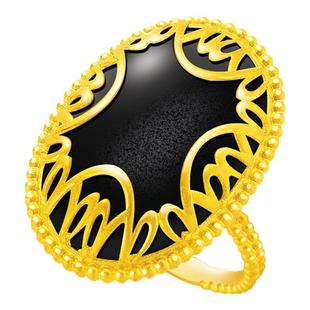 justgold镇金店黑金闪曜黄金足金戒指1728051Y