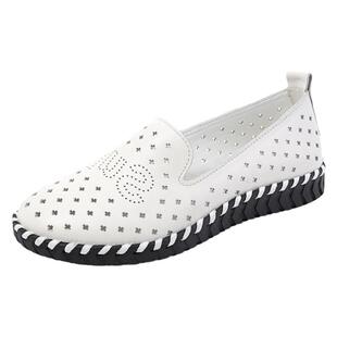 真皮平跟凉鞋女2025春季新款软面镂空洞洞鞋低跟软底妈妈女鞋大码