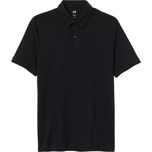 HM男装Polo衫薄款正肩商务通勤风翻领时尚合身短袖上衣0956343