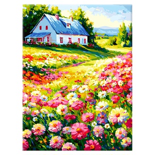 数字油画diy填色手工填充手绘自己涂色花卉客厅装饰花野画画油彩