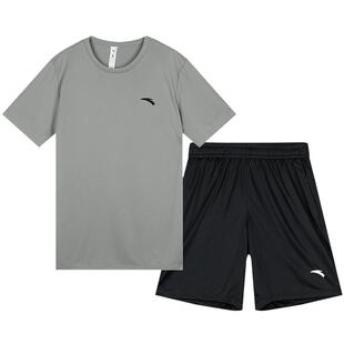 安踏运动套装男速干衣跑步健身短袖短裤夏季薄款冰丝t恤训练衣服