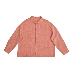 无色无味秋季内搭长袖衬衫女色织亚麻老钱风翻领休闲通勤气质上衣