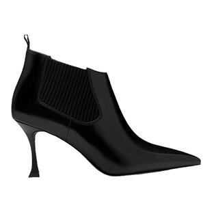 VME/舞魅2025年秋冬新款短筒尖头时尚黑色百搭个性8cm细高跟短靴