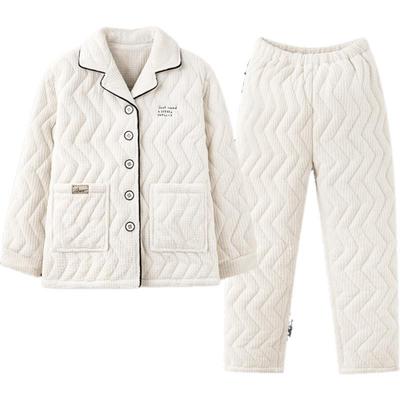 情侣睡衣冬超厚夹棉三层锁温简约