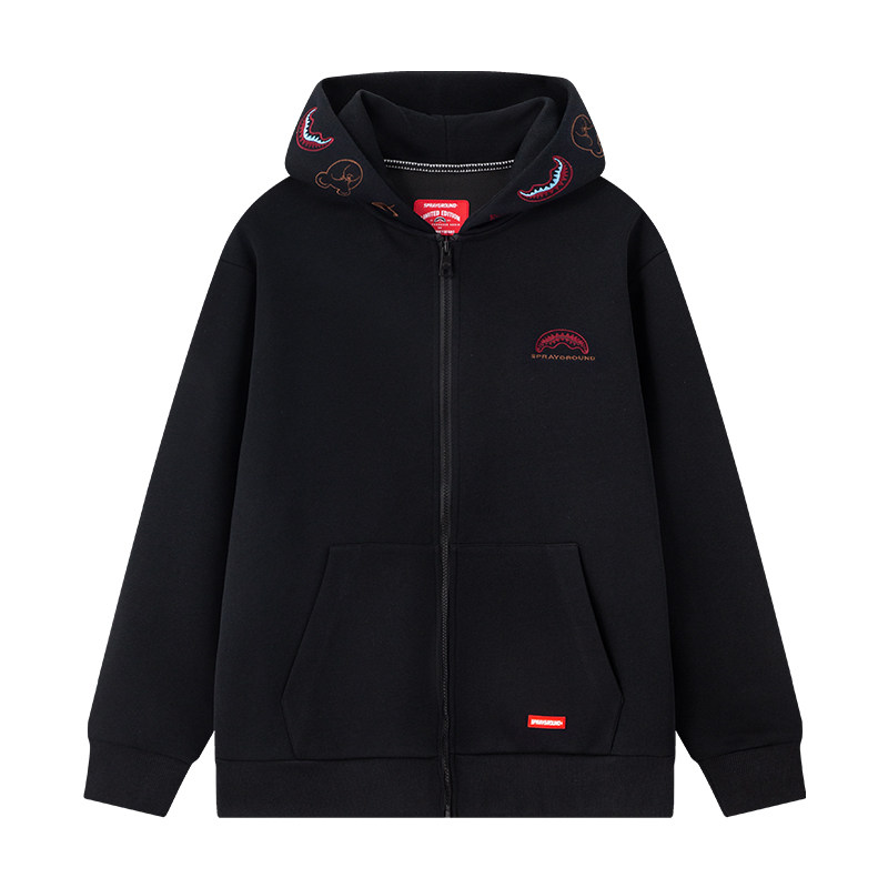 SprayGround鲨鱼嘴连帽开衫卫衣男女春秋潮流宽松情侣款帽衫上衣