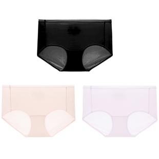 【冰爽裤 3条装】安莉芳中腰凉感抑菌三角裤女士包臀内裤EPW0308