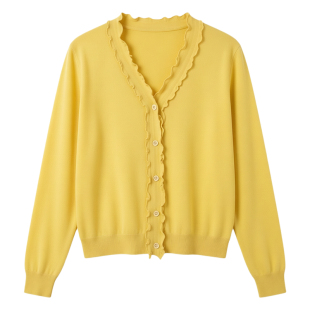 黄色独特漂亮上衣灰色春款开衫针织绿色 小外搭罩衫紫色防晒mona