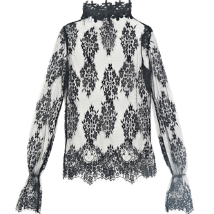 蕾丝打底衫女喇叭袖薄纱时尚洋气内搭网纱上衣很仙的2025透明纱衣