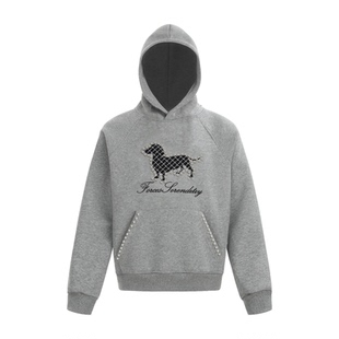 短句先生秋冬季腊肠狗珍珠装饰趣味连帽卫衣