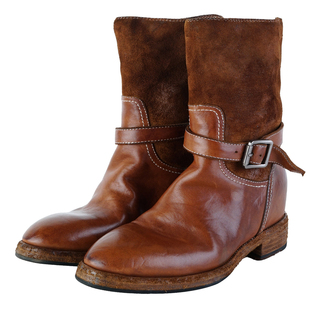 IORE理想矿石设计原创 尘土与石壁 修脚型水洗马皮低跟切尔西短靴