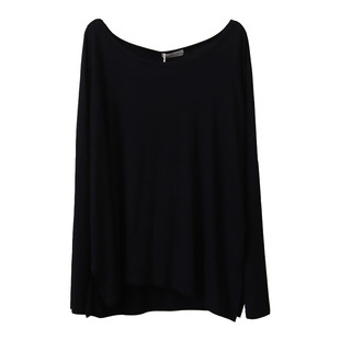 oversise纯色莫代尔长袖T恤 秋季大板型圆领宽松大码打底衫上衣女