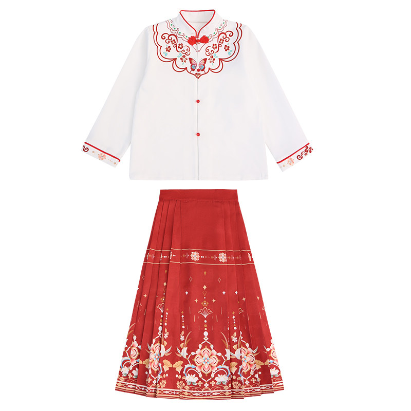 儿童中国风国学汉服新中式国风女童马面裙合唱表演服运动会团体服
