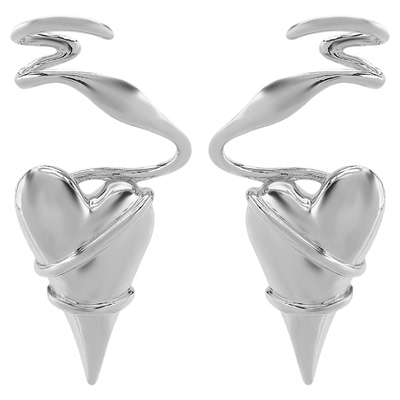 几何线条缠绕爱心耳环荆棘