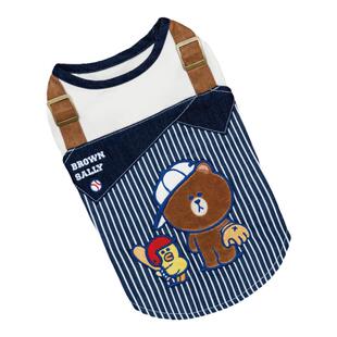 YOOMI LINEFRIENDS宠物假两件布朗熊条纹T恤背带背心衣服猫猫狗狗