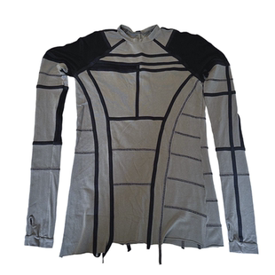 CHAUNK沙丘废土先锋不对称撞色解构修身几何纯棉连手袖T恤中性