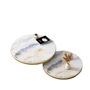 仿大理石纹圆形茶几桌布免洗防油防水隔热餐桌面保护垫轻奢高级感