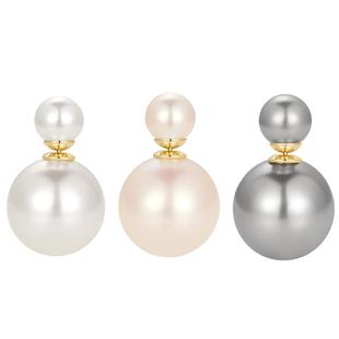 赵露思同款珍珠耳钉女耳环前后大小双头法式气质耳坠秋冬爆款耳饰