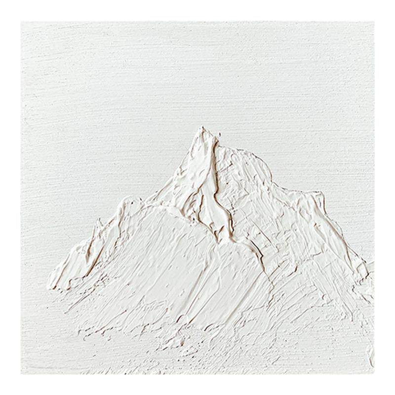 客厅装饰画纯白色雪山肌理画手绘油画极简玄关民宿挂画正方形刀画