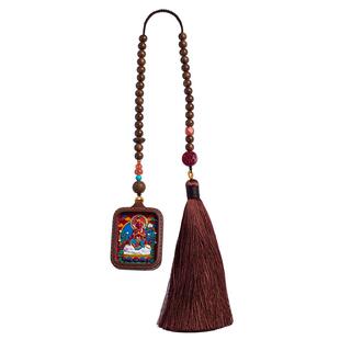 藏式朱砂唐卡马年车载挂件后视镜本命年吊坠红绳车挂男士女新款礼