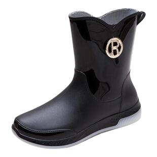 清洁潮流防水鞋女雨鞋女雨靴秋冬百搭中低筒晴雨鞋户外穿加棉短筒