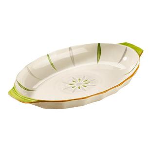 双耳鱼盘家用2025新款蒸鱼专用盘子高级感陶瓷鱼碟子大号鱼碗鱼盆