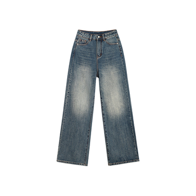 POET WONG【随性美女感】Ac100棉多重水洗松弛做旧慵懒宽松牛仔裤