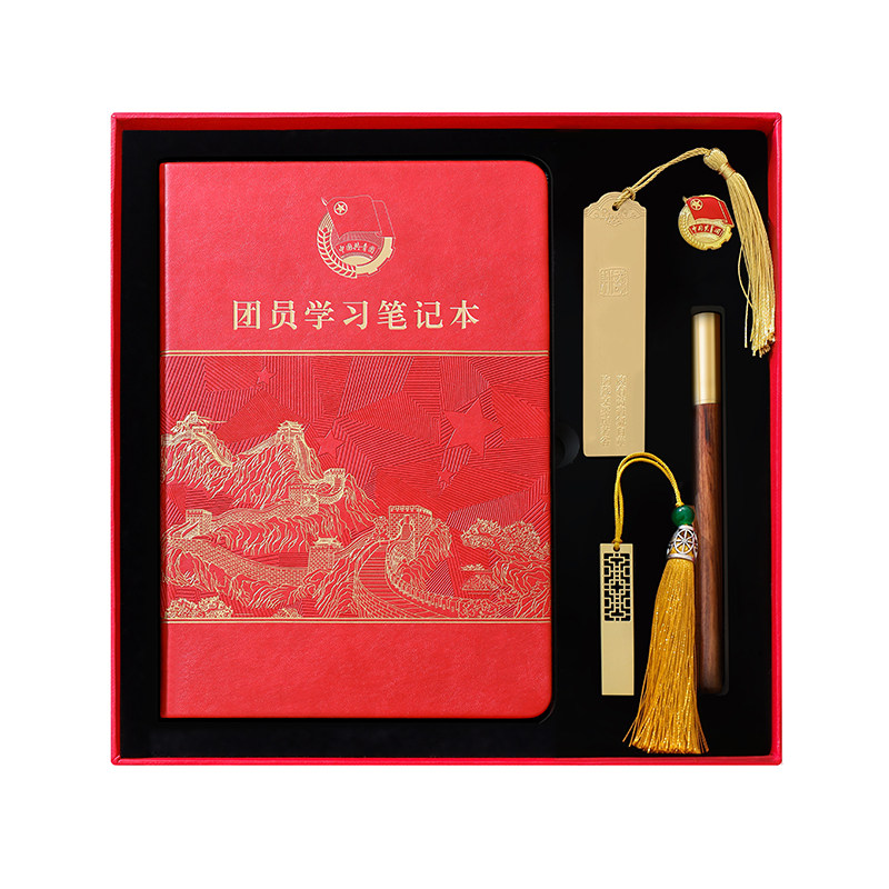 礼盒套装共青团员学习笔记本青年大学习记录本红色团员团支部政治生日纪念节日活动礼品定制logo可印单位名称