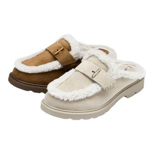 【下拉领券】73hours女鞋毛绒派对冬新款保暖加绒毛毛拖鞋穆勒鞋