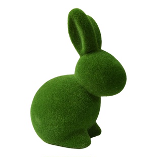 复活节兔子装饰easter绿色植绒动物模型家居桌面可爱创意节日摆件