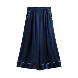 缦居』丝侬真丝睡裤女款中高腰宽松桑蚕丝九分裤阔腿裤丝绸家居裤