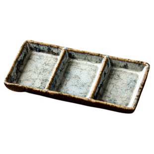 火锅蘸料碟三格味碟陶瓷调料碟醋碟家用咸菜碟调味碟多格盘子碟子