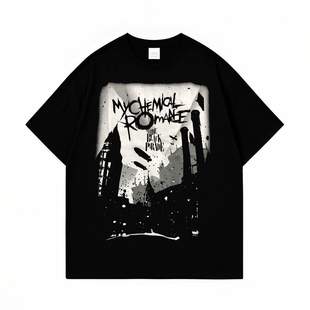 My Chemical Romance乐队印花数码直喷黑色纯棉短袖T恤男女上衣夏