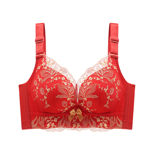 大红色本命年内衣套装女小胸聚拢无钢圈属蛇年2025结婚性感文胸罩