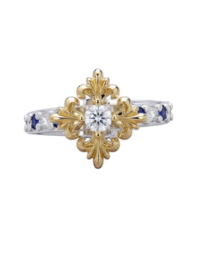 元术乐之鸢尾花拼色开口戒