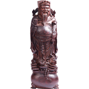 印度小叶紫檀木雕财神爷摆件