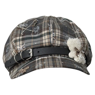 1Gangster Inn 原创小熊贝雷帽可爱软萌亚文化八角帽夏天遮阳薄款