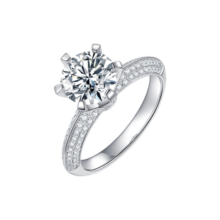 18K金培育钻石半壁江山一克拉真钻戒求婚结婚六爪铂金戒指女定制