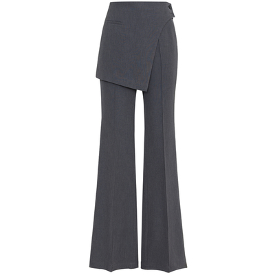 夏莫卡真两件不规则裙帘喇叭裤