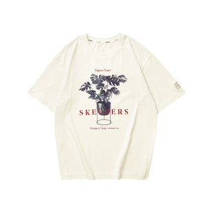 Skechers/斯凯奇情侣2024新款男女款印花运动休闲短袖T恤L124U127