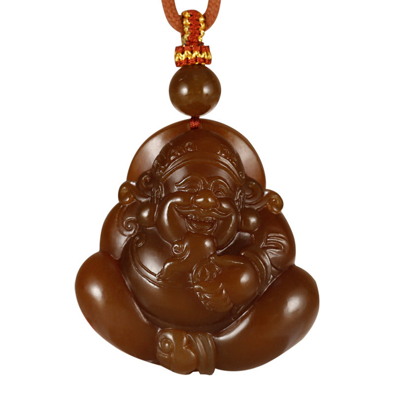 和田玉财神吊坠男款玉坠