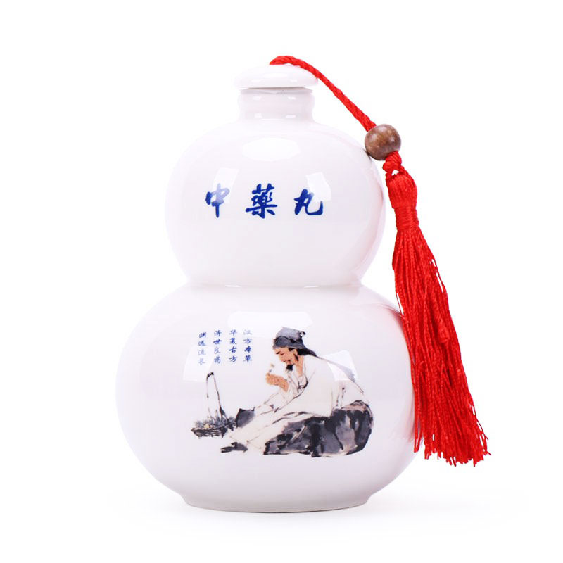 德化陶瓷葫芦罐带流苏可加图文