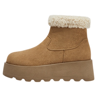 达芙妮厚底雪地靴保暖棉鞋子女